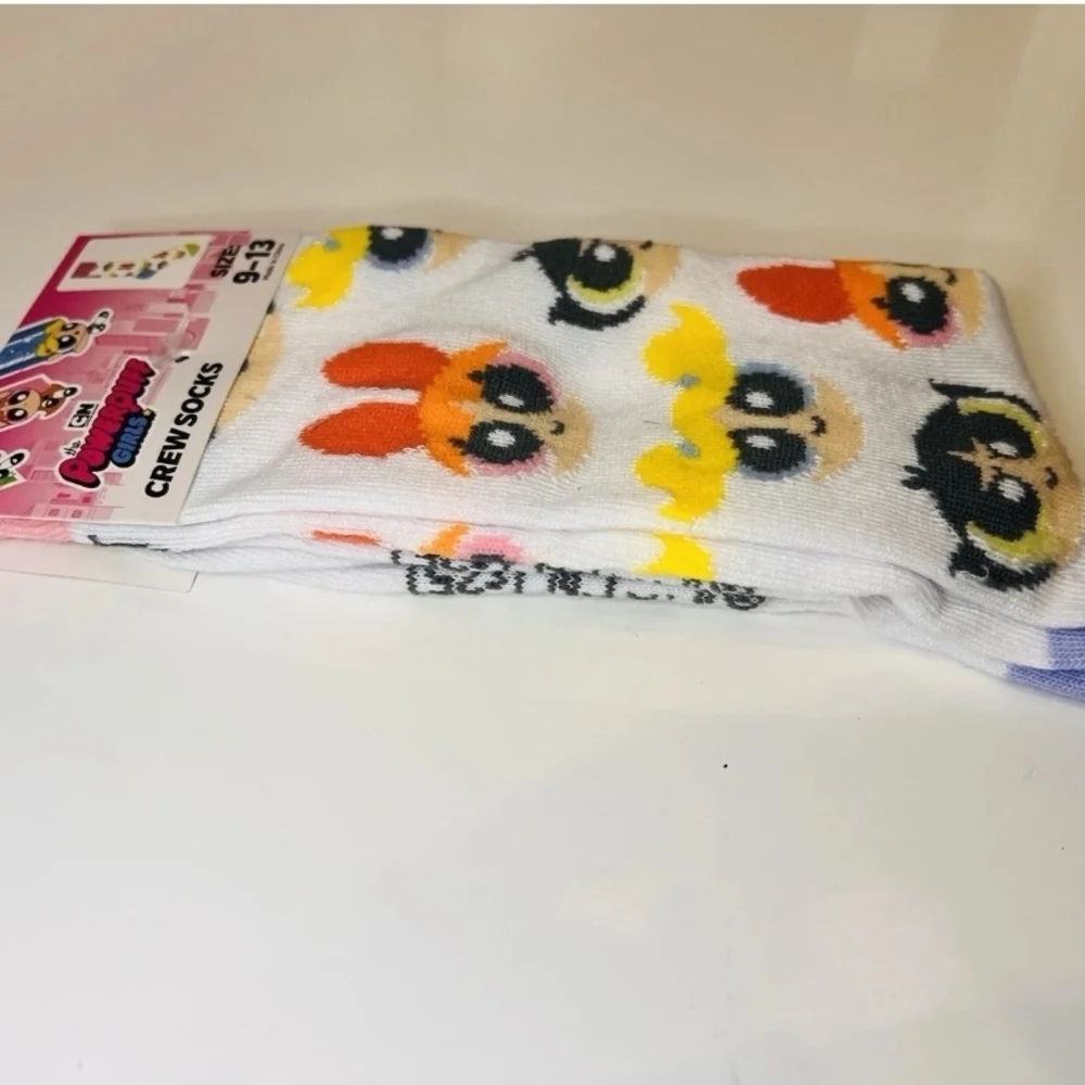 Powerpuff Girls Crew Socks Bubbles Buttercup Blossom New Super Hero Novelty Sock
